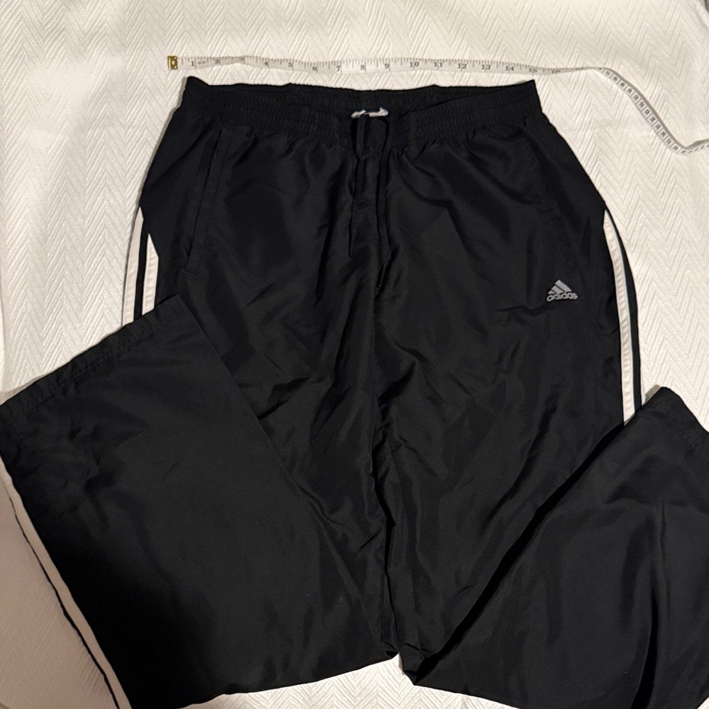 Adidas Black Athletic Pants with White Stripes